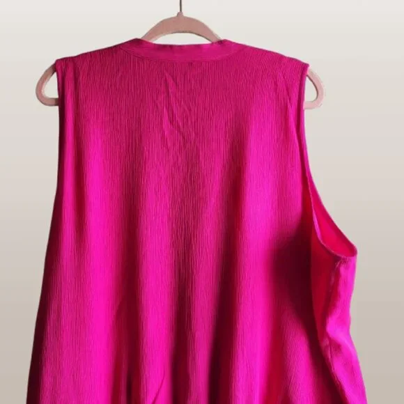 Women's Nine West Button Front Ruffle Hem Dress Size XXL in Gerbera Fuchsia NWT - Picture 6 of 7
